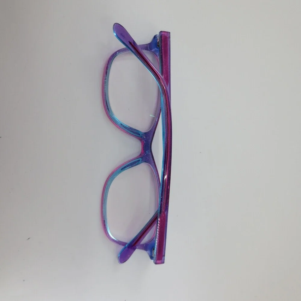 Indi Kids Eyeglass Frames Purple Teal Glitter Cat Eye KG 20216 PU 49-16-135